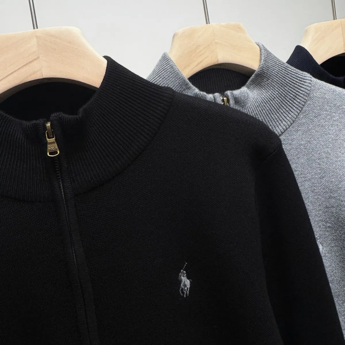 P260 Ralph Lauren half-pull stand-up collar sweater and sweater Color: Black Gray Treasure Size: S-XXL 1:1 same style, model number (RL15745)